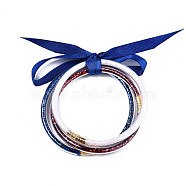 PVC Plastic Bangle Sets, Jelly Bangles, with Glitter Powder and Polyester Ribbon, Mixed Color, 2-1/2 inch(6.5cm), 3pcs/set(BJEW-T008-12)