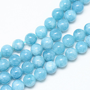 Natural Blue Quartz Beads Strands, Imitation Amazonite Color, Round, Dyed, 6mm, Hole: 1mm, about 61~66pcs/strand, 14.76~15.16 inch(G-R345-6mm-29-1)