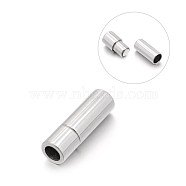 Smooth 304 Stainless Steel Column Magnetic Clasps with Glue-in Ends, Stainless Steel Color, 16x5mm, Hole: 3mm(STAS-E089-12A)