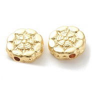 Rack Plating Alloy Beads, Lead Free & Cadmium Free, Long-Lasting Plated, Flower, Real 18K Gold Plated, 8x3mm, Hole: 1.2mm(KK-J277-25G)