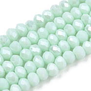 Electroplate Glass Beads Strands, Pearl Luster Plated, Faceted, Rondelle, Light Cyan, 2.5x2mm, Hole: 0.4mm, about 150~170pcs/strand, 11 inch(28cm)(EGLA-A034-P1mm-A20)
