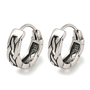 316 Surgical Stainless Steel Hoop Earrings, Rope Wire Twist, Antique Silver, 13.5x4mm(EJEW-D096-09C-AS)