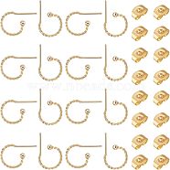 Unicraftale 30Pcs 304 Stainless Steel Stud Earring Findings, Half Hoop Earrings, Twist Ring, Real 18K Gold Plated, 12.5x18.5x1.2mm, Pin: 0.7mm(STAS-UN0028-91)