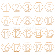Wood Table Numbers Cards, for Wedding, Restaurant, Birthday Party Decorations, Hexagon with Number 1~30, Blanched Almond, 33x109x100mm, 20pcs/set(AJEW-PH0016-59)