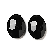 Glass Pointed Back Rhinestone, Faceted, Oval, Black, 13x18x5mm(RGLA-Q012-25)