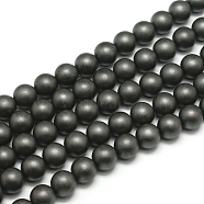 Frosted Non-magnetic Synthetic Hematite Round Bead Strands, Grade AA, 4mm, Hole: 0.8mm, about 100pcs/strand, 16 inch(G-J344-4mm)