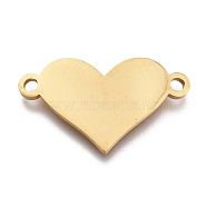 304 Stainless Steel Links Connectors, Laser Cut, Heart, Golden, 12x20x1mm, Hole: 1.5mm(STAS-N094-28G)