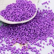 Baking Paint Glass Seed Beads, Cylinder, Medium Orchid, 2x1.5mm, Hole: 1mm, about 5599pcs/50g(X-SEED-S042-05B-72)