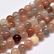 Grade AA Natural Multi-Moonstone Bead Strands, Round, 10mm, Hole: 1mm, about 38pcs/strand, 15.5 inch(G-M296-01-10mm)