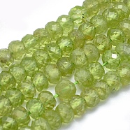 Natural Peridot Beads Strands, Rondelle, Faceted, 4.5x3mm, Hole: 0.7mm; about 127pcs/strand, 15.7inches(40cm)(G-O172-02)