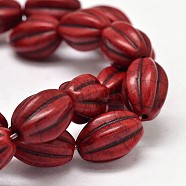 Oval Synthetic Turquoise Melon Bead Strands, Dyed, Red, 16x12mm, Hole: 1mm, about 416pcs/1000g(G-M150-04)