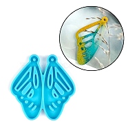 Butterfly Wing Pendants Silicone Molds, Resin Casting Molds, for UV Resin, Epoxy Resin Jewelry Making, Sky Blue, 59x57x4mm, Hole: 2mm, Inner Diameter: 55x26mm(DIY-M045-11)