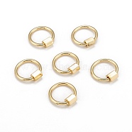 Brass Screw Carabiner Lock Charms, for Necklaces Making, Round Ring, Golden, 20x19x2mm, Screw: 6x5.5mm(KK-T047-06G)