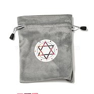 Tarot Card Storage Bag, Velvet Tarot Drawstring Bags, for Witchcraft Wiccan Altar Supplies, Rectangle, Star of David Pattern, 180x140mm(WICR-PW0001-06F)