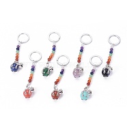 Chakra Jewelry, Gemstone Keychain, with Iron Findings and Brass Finding, Frog, Platinum, 108mm, Pendant: 25x17x20mm(KEYC-E034-A)