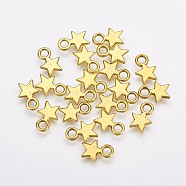 Tibetan Style Stamping Blank Tag Charms Pendants, Christmas Star, Lead Free & Nickel Free, Antique Golden, 10x8x1mm, Hole: 2mm(X-TIBEP-A123046-AG-FF)