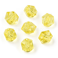 Transparent Acrylic Beads, Faceted, Polygon, Yellow, 8x10x9mm, Hole: 1.6mm, about 1300pcs/500g(TACR-S154-15B-85)