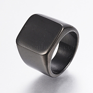 304 Stainless Steel Signet Band Rings for Men, Wide Band Finger Rings, Rectangle, Gunmetal, Size 12, 22mm(RJEW-G091-16-22mm-B)
