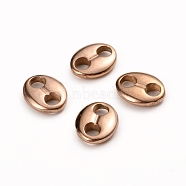 Ion Plating(IP) 304 Stainless Steel Oval Links connectors, Coffee Bean, Rose Gold, 8x10.5x2mm, Hole: 2.5mm(STAS-I141-02RG)