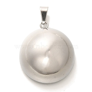 Anti-Tarnish 304 Stainless Steel Pendants, Half Round Charm, Stainless Steel Color, 29x25x13.5mm, Hole: 7x3.5mm(STAS-U035-32P)