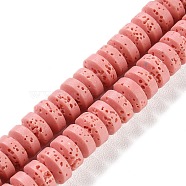 Synthetic Lava Rock Dyed Beads Strands, Rondelle, Pink, 8~8.5x4mm, Hole: 0.7mm, about 90pcs/strand, 14.96''(38cm)(G-H311-09-10)