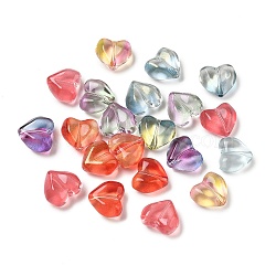 Baking Paint Transparent Glass Beads, Heart, with Glitter Powder, Mixed Color, 13x14.5x8mm, Hole: 1.3mm(GL-CBA7B2B-10)