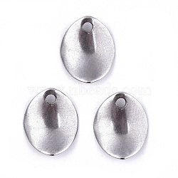 Non-Tarnish 201 Stainless Steel Charms, Laser Cut, Oval, Stainless Steel Color, 11x9x1.5mm, Hole: 1.4mm(STAS-R116-035)