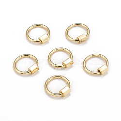 Brass Screw Carabiner Lock Charms, for Necklaces Making, Round Ring, Golden, 20x19x2mm, Screw: 6x5.5mm(KK-T047-06G)