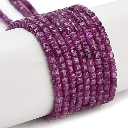 Natural Ruby Beads Strands, Faceted Table Cut Cube, 1.5~2.5x1.5~2.5x1.5~2mm, Hole: 0.4mm, about 183~186pcs/strand, 15.35~15.55''(39~39.5cm)(G-H042-B35-01)