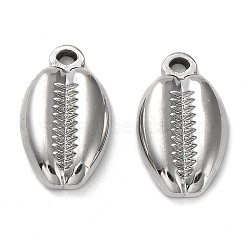 304 Stainless Steel Pendants, Shell Charm, Stainless Steel Color, 18x10x3.5mm, Hole: 1.8mm(STAS-M323-35P)