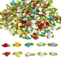 200Pcs 10 Colors Polyester Rose Ornaments, for DIY Hair Accessories, Clothing Decoration, Costume, Mixed Color, 27.5~29x14~16x7.5mm, 20pcs/color(DIY-GF0006-84)