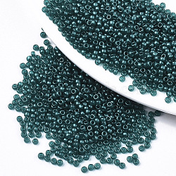 Frosted Opaque Glass Seed Beads, Fit for Machine Eembroidery, Baking Paint, Round, Teal, 2.5x1.5mm, Hole: 1mm, about 20000pcs/bag(SEED-S042-06A-01)