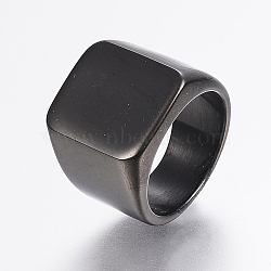 304 Stainless Steel Signet Band Rings for Men, Wide Band Finger Rings, Rectangle, Gunmetal, Size 12, 22mm(RJEW-G091-16-22mm-B)