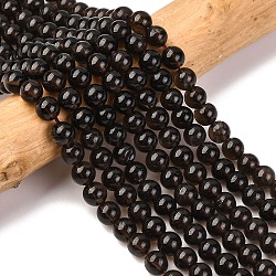 Natural Smoky Quartz Round Beads Strands, 6mm, Hole: 1mm, about 61pcs/strand, 15 inch(G-E329-6mm-38)