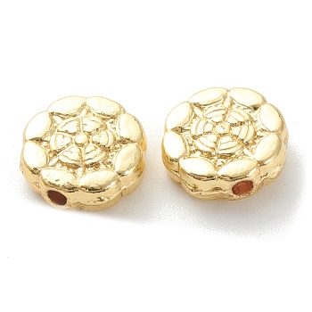 Rack Plating Alloy Beads, Lead Free & Cadmium Free, Long-Lasting Plated, Flower, Real 18K Gold Plated, 8x3mm, Hole: 1.2mm