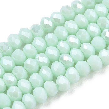 Electroplate Glass Beads Strands, Pearl Luster Plated, Faceted, Rondelle, Light Cyan, 2.5x2mm, Hole: 0.4mm, about 150~170pcs/strand, 11 inch(28cm)