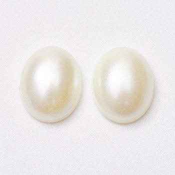 Acrylic Imitation Pearl Cabochons, Oval, Creamy White, 10x8x3.5mm