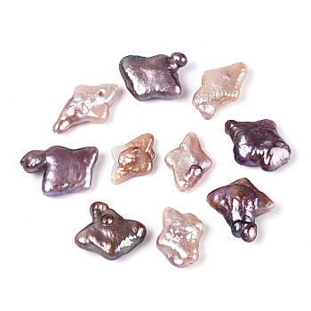 Natural Baroque Keshi Pearl Beads, Nucleated Pearl, Star, Thistle, 13~16.5x9.5~13x4~7mm, Hole: 0.6mm