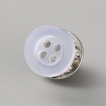 4-Hole Resin Button Lapel Pin Backs, Flat Round, White, 12.5x11.5mm