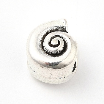 Tibetan Style Alloy European Beads, Large Hole Beads, Vortex, Antique Silver, 11x8x9mm, Hole: 5mm, about 234pcs/500g