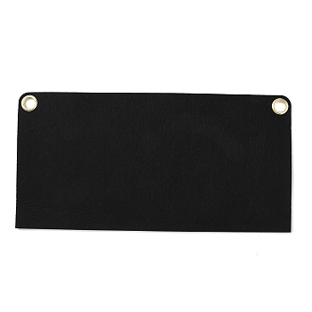 Wool Felt Bag Organizer Inserts, with Alloy Grommets, for Envelope Bag Interior Accessories, Rectangle, Black, 24.9x12.45x0.3cm, Hole: 10mm