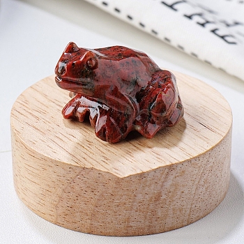 Natural Sesame Jasper Carved Healing Frog Figurines, Reiki Energy Stone Display Decorations, 37x32x25mm