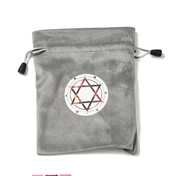 Tarot Card Storage Bag, Velvet Tarot Drawstring Bags, for Witchcraft Wiccan Altar Supplies, Rectangle, Star of David Pattern, 180x140mm