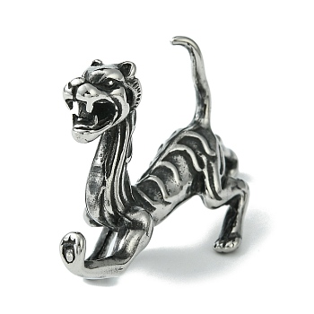 Retro 304 Stainless Steel Figurines, for Home Office Desktop Decoration, Antique Silver, Leopard, 20.5x69x41mm