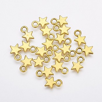Tibetan Style Stamping Blank Tag Charms Pendants, Christmas Star, Lead Free & Nickel Free, Antique Golden, 10x8x1mm, Hole: 2mm