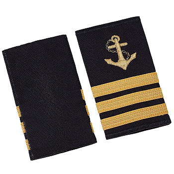 1 Pair Cloth Navigator Epaulettes, Rectangle, Black, 90x51x3.5mm