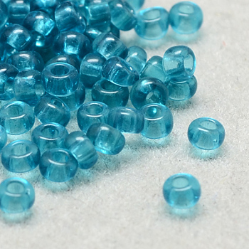 12/0 Grade A Round Glass Seed Beads, Transparent Colours, Turquoise, 12/0, 2x1.5mm, Hole: 0.8mm, about 30000pcs/bag
