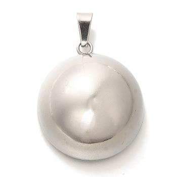 Anti-Tarnish 304 Stainless Steel Pendants, Half Round Charm, Stainless Steel Color, 29x25x13.5mm, Hole: 7x3.5mm