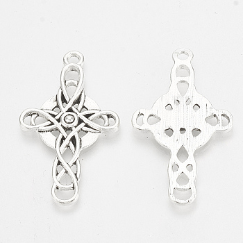 Tibetan Style Alloy Pendants, Cross, Antique Silver, 41x24x2.5mm, Hole: 2mm