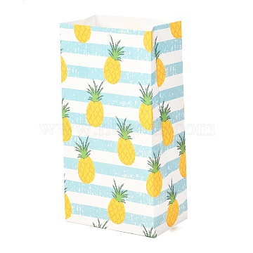 Rectangle Paper Bags, No Handle, for Gift & Food Bags, Pineapple Pattern, 23x12x0.1cm, unfold: 23x12x7.5cm(CARB-I002-A05)